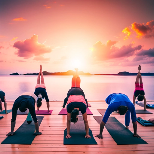 Group of people doing yogasana.